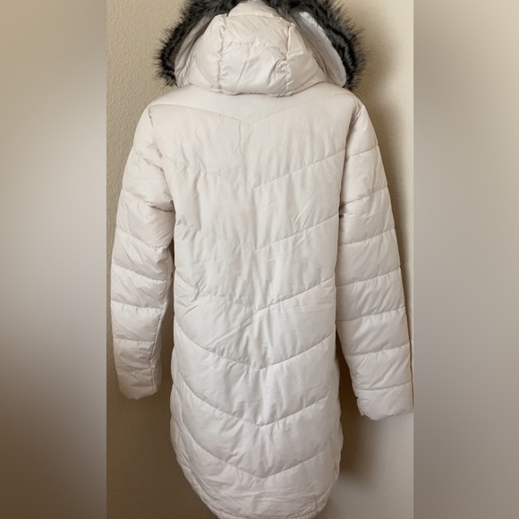 Columbia coat parka jacket light puffer coat removable hood faux fur embellished - Picture 5 of 14